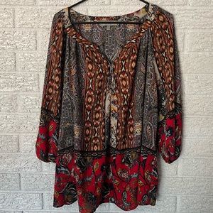 Figueroa & Flower | Floral & Paisley Color Button Up Top 2XL